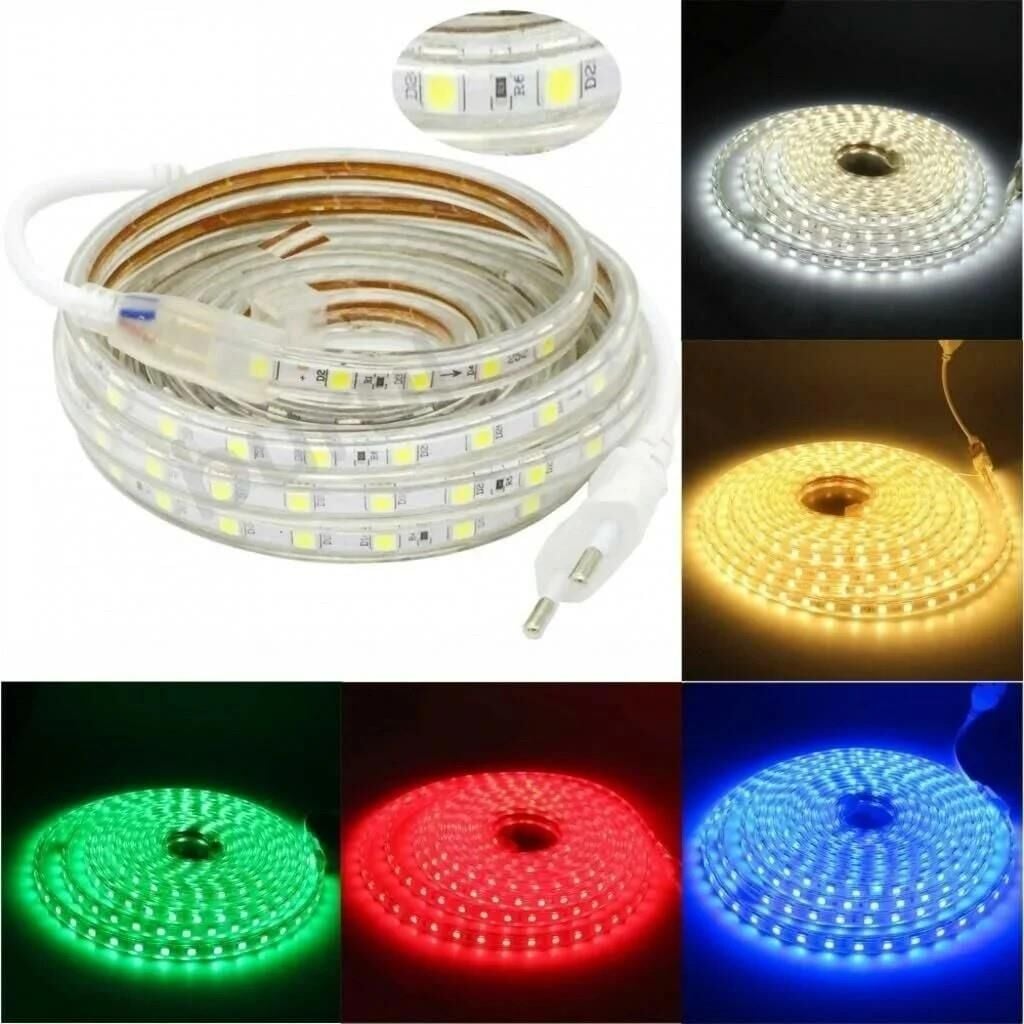 220 Volt Hortum Şerit Led Mavi 20 Metre 220V Led Aydınlatma + Fiş(20M)