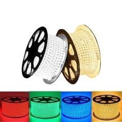 220 Volt Şerit Led 220V Kırmızı 5 Metre 3Çipli Silikonlu(Fiş Dahil)(5 Metre)