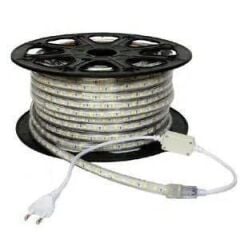 220 Volt Şerit Led 220V Kırmızı 5 Metre 3Çipli Silikonlu(Fiş Dahil)(5 Metre)