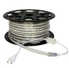 220 Volt Şerit Led 220V Kırmızı 10 Metre  3Çipli Silikonlu(Fiş Dahil)(10M)