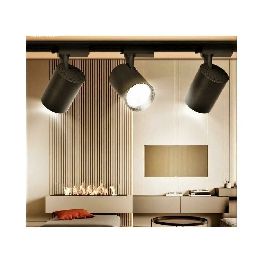 3 ADET SİYAH-GÜN IŞIĞI 3000-3200K 30W RAY SPOT +1M RAYLI MAĞAZA VE VİTRİN ARMATÜRÜ