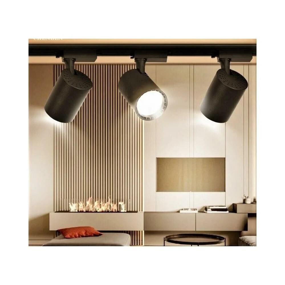 3 ADET SİYAH-GÜN IŞIĞI 3000-3200K 30W RAY SPOT +1M RAYLI MAĞAZA VE VİTRİN ARMATÜRÜ