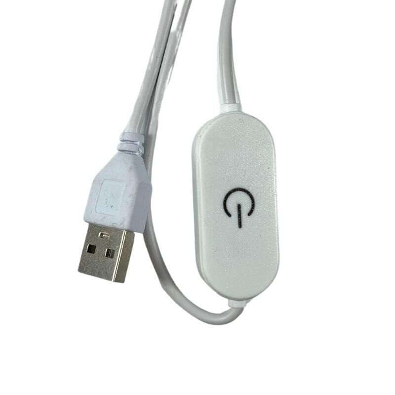 100 cm Touch-Dokunmatik Dimmer + On Off USB Erkek Kablo 2 Amper Ucu Açık Beyaz USB Kablo