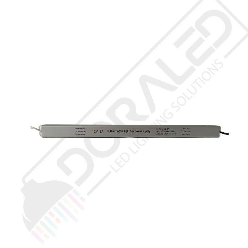 Ultra slim ince parmak led adaptör 12 volt 3 amper 36 watt (25x2x2cm)