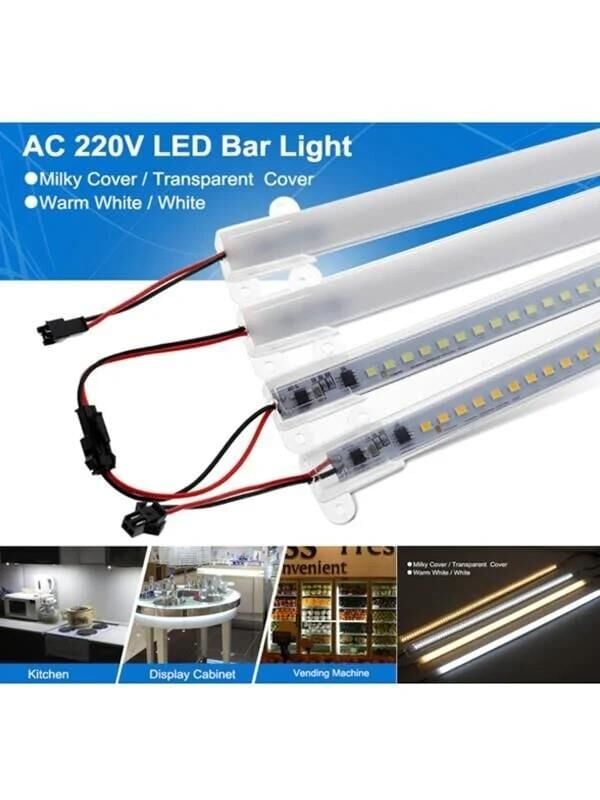220 Volt 4014 Çubuk Led Gün Işığı 3000-3200K - Opak Cam 50 CM Kasalı Dim Edilebilir Bar Led 220v