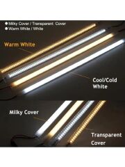 220 Volt 4014 Çubuk Led Gün Işığı 3000-3200K-Şeffaf Cam 50 CM Kasalı Dim Edilebilir Bar Led 220v