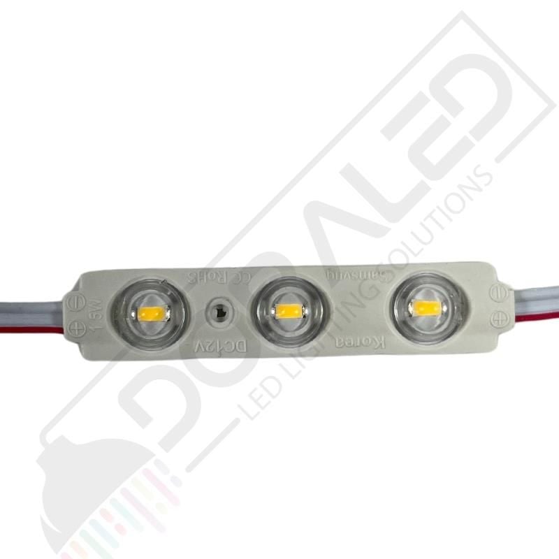 12 Volt GünIşığı 1,5 Watt 3 lü Lensli 2835 Reklamcı Modül (10 Adet)