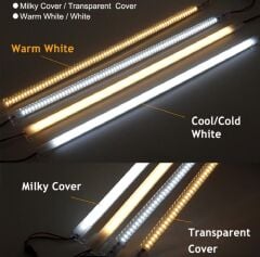 220 Volt 4014 Çubuk Led 1M Kasalı Dim Edilebilir Bar Led 220V Gün Işıgı 3000-3200K- Opak Cam