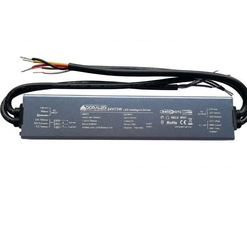 DC24V 72W 3A  DALİ DİM DT8, PUSH DİM ,0-10 DİM CCT İP67 TUNABLE