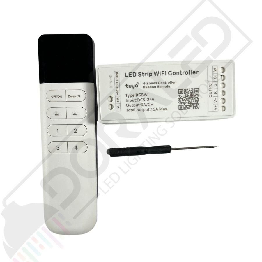 Tuya Destekli Wifi Kontrollü Kumandalı RGBW Şerit Led Kontrol Devresi 5-24V