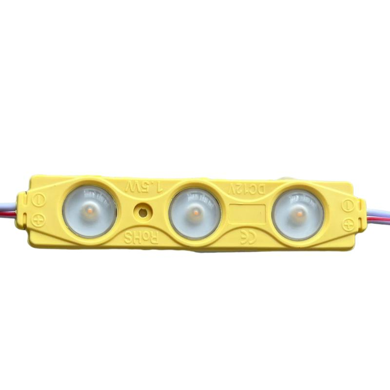 12 Volt Sarı 1,5 Watt 3 lü Büyük Lensli 2835 Reklamcı Modül (10 Adet)