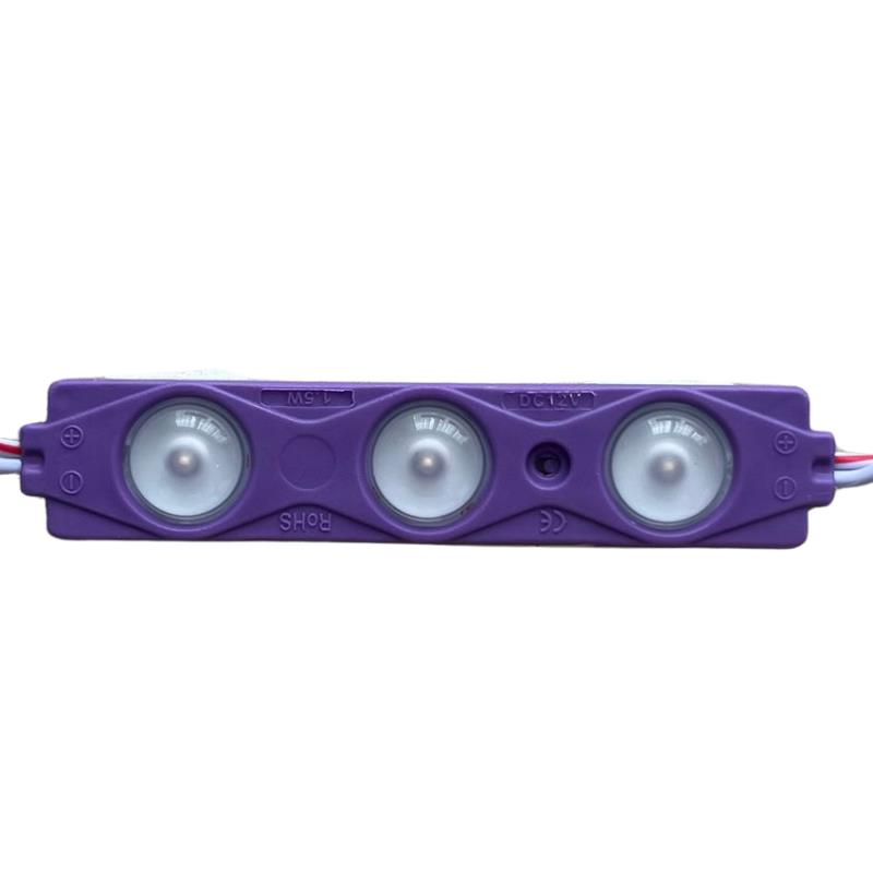 12 Volt Mor 1,5 Watt 3 lü Büyük Lensli 2835 Reklamcı Modül (10 Adet)