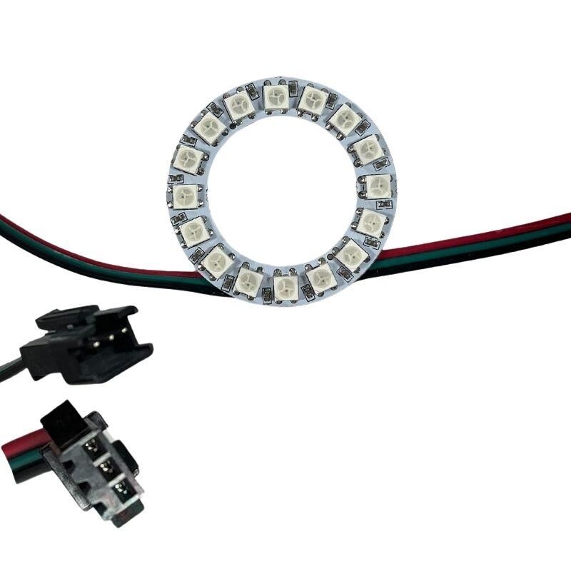 WS2812B Matrix Dijital Yuvarlak Pixel Led 16 Led Halka RGB Led Ayrı Ayrı Adresli Matrix Ekran 5V Dış Çap 48mm İç Çap 30mm
