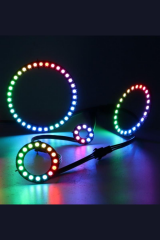 WS2812B Matrix Dijital Yuvarlak Pixel Led 8 Led Halka RGB Led Ayrı Ayrı Adresli Matrix Ekran 5V Dış Çap 28mm İç Çap 13mm