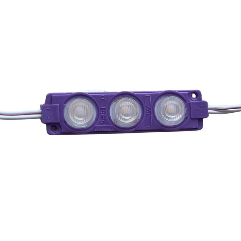 12 Volt Mor 3 Watt 3’lü Lensli 3030 Reklamcı Modül (10 Adet)