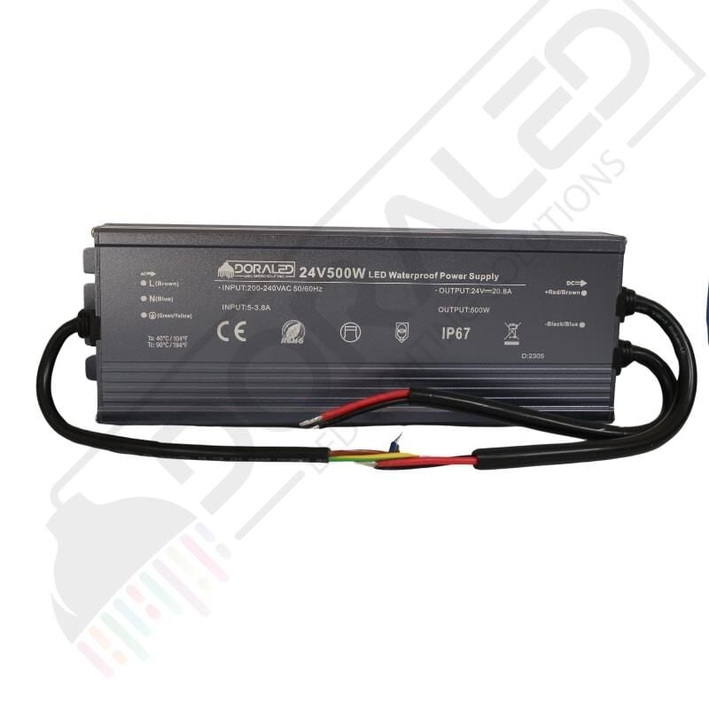 24 Volt 20,8 Amper IP67 Su Geçirmez Dış Cephe Led Adaptör 500 Watt
