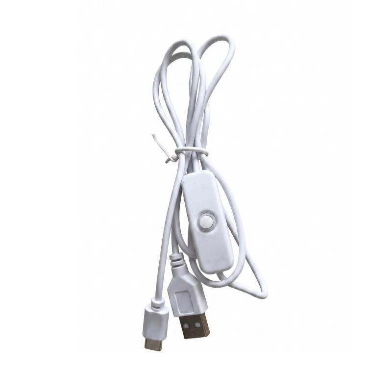 100 cm Swich li USB Erkek Kablo 2 Amper Ucu Açık Anahtarlı Beyaz USB Kablo
