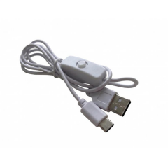 100 cm Swich li USB Erkek Kablo 2 Amper Ucu Açık Anahtarlı Beyaz USB Kablo