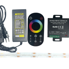 COB RGB ŞERİT LED SET DOKUNMATİK KONTROLLÜ 360/1M LEDLİ 10 METRE PLASTİK ADAPTÖR