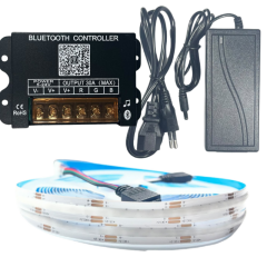 COB RGB ŞERİT LED SET BLUETOOTH KONTROLLÜ 360/1M LEDLİ 15 METRE  PLASTİK ADAPTÖR