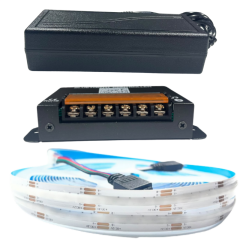COB RGB ŞERİT LED SET BLUETOOTH KONTROLLÜ 360/1M LEDLİ 15 METRE  PLASTİK ADAPTÖR