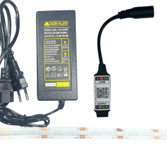 COB RGB ŞERİT LED SET BLUETOOTH KONTROL(SİYAH) 360/1M LEDLİ 5 METRE PLASTİK ADAPTÖR