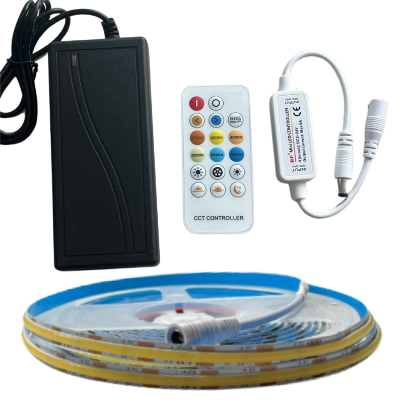 TUNABLE COB ŞERİT LED SET RF KUMANDALI ÇİFT RENKLİ COB ŞERİT LED 5M