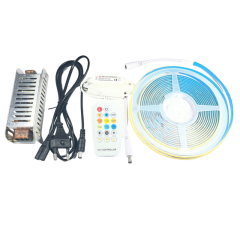 TUNABLE COB ŞERİT LED SET RF KUMANDALI ÇİFT RENKLİ COB ŞERİT LED 5M ADAPTÖRLÜ SET