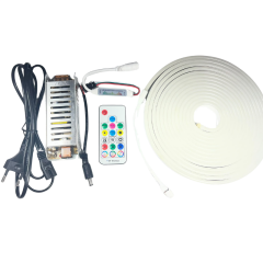 Müzik Modlu RF Kontrollü 6x12mm Esnek PİXEL RGB Neon Şerit Led Set 5 Metre Adaptörlü Set
