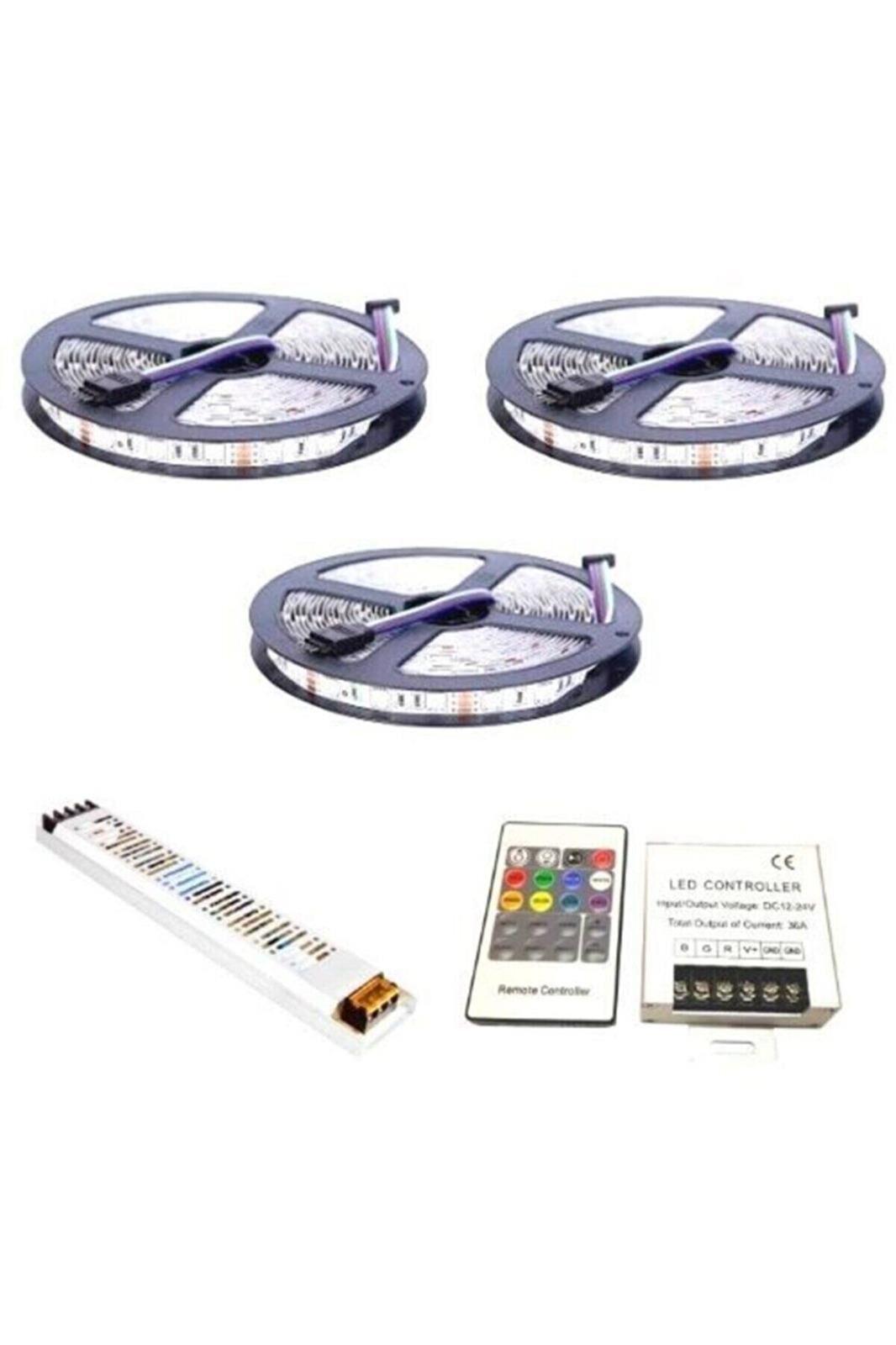RGB Şerit Led Set 12V 5050 Üç Çipli 15-20-25-30m