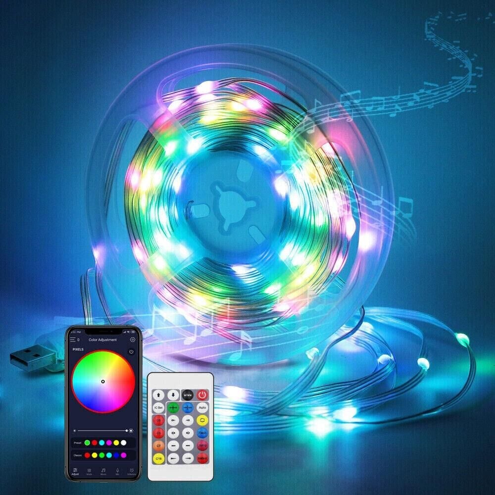 Usb'li 5v Yılbaşı Led Işık Dış Mekan, RGB Pixel Akıllı Peri Led 10 Metre