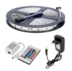 RGB ŞERİT LED 5 METRE 5050 SMD DOUBLE PCB 1M/60 LEDLİ TAK ÇALI...
