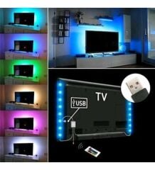 Televizyon Monitör Arkası RF Kumandalı Rgb Şerit Led 3 Metre 60Led/m