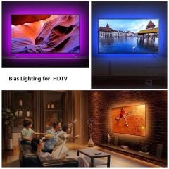 Televizyon Monitör Arkası RF Kumandalı Rgb Şerit Led 3 Metre 60Led/m