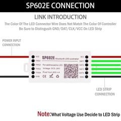 SP602E 4 Kanallı Pixel ARGB Led Müzik Kontrol Cihazı Kumanda + Bluetooth APP Kontrolü