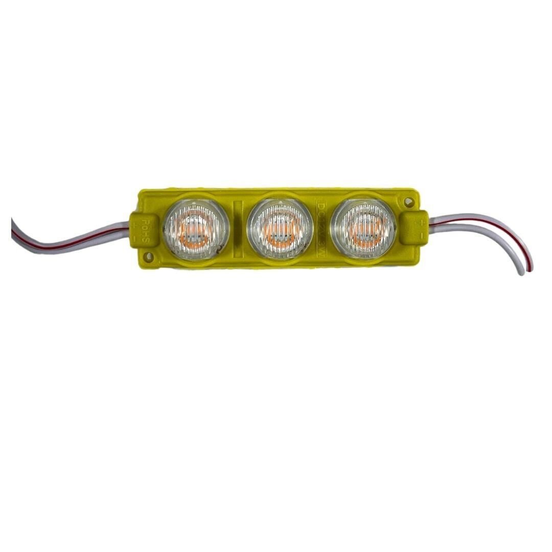 24 Volt Amber (Sarı) 3 Watt 3 lü Lensli 3030 Reklamcı Modül (10 Adet)