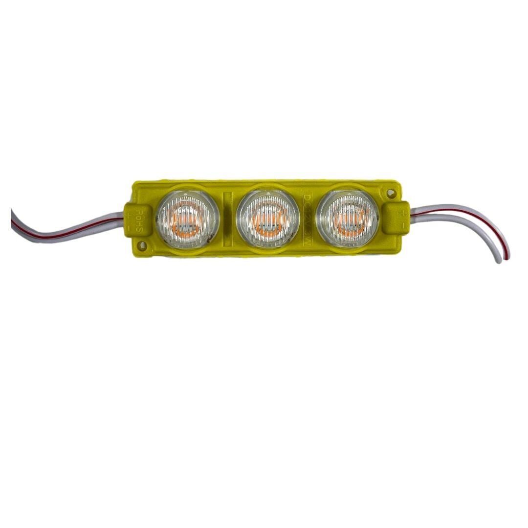 24 Volt Amber (Sarı) 3 Watt 3 lü Lensli 3030 Reklamcı Modül (10 Adet)