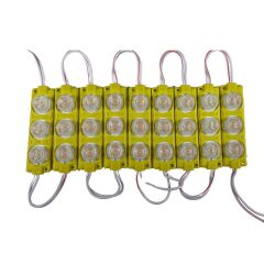 24 Volt Amber (Sarı) 3 Watt 3 lü Lensli 3030 Reklamcı Modül (10 Adet)