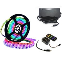 WS2811 ARGB Pixel Şerit LED 5m  Ses ve Müzik Duyarli Kumanda+adaptör