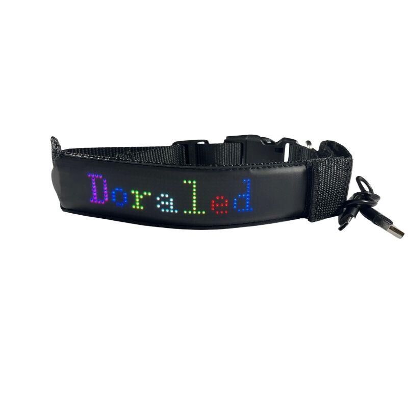 Bluetooth Lu Telefon Kontrollü Köpek Tasması Flexible Matrix Led Ekran Şarjlı (12*48 dots 150*30mm)