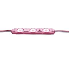 12 Volt Pembe 3 Watt 3’lü Lensli 3030 Reklamcı Modül (10 Adet)