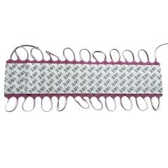 12 Volt Pembe 3 Watt 3’lü Lensli 3030 Reklamcı Modül (10 Adet)