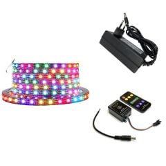 WS2812B ARGB Pixel Şerit LED 5VOLT 5m Ses ve Müzik Duyarli Kumanda+Adaptör