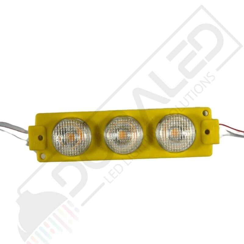 12 Volt Amber (Sarı) 3 Watt 3 lü Lensli 3030 Reklamcı Modül (10 Adet)