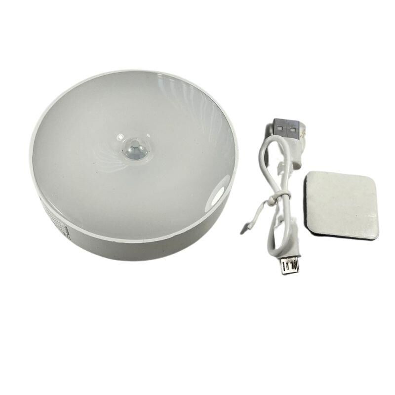Hareket Sensörlü - Usb Şarjlı - mıknatıslı  Led Işık Lamba Yuvarlak 3 Renk ayarlı
