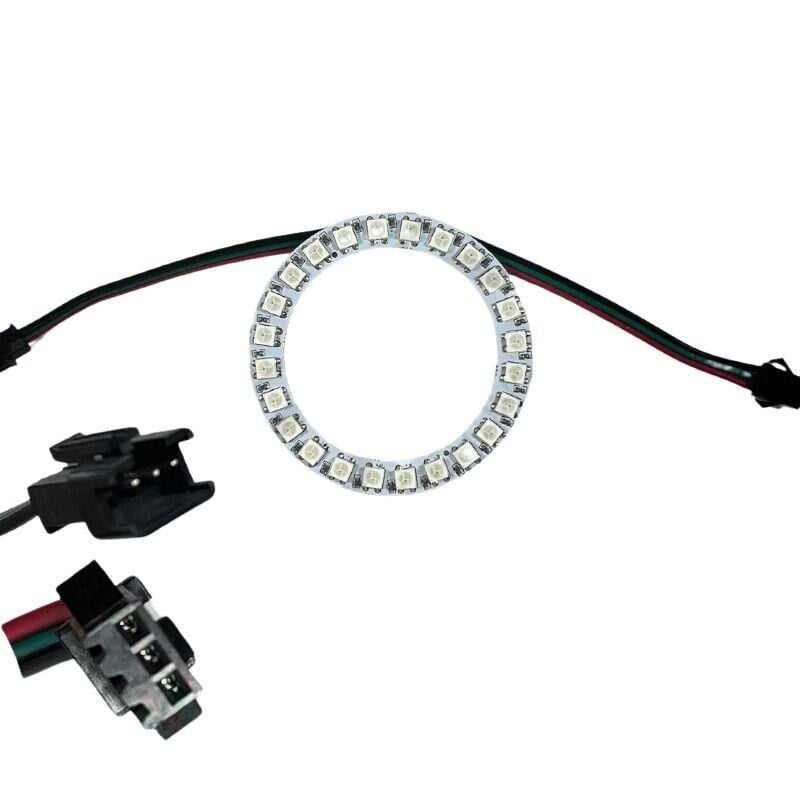 WS2812B Matrix Dijital Yuvarlak Pixel Led 24 Led Halka ARGB Magic Led Ayrı Ayrı Adresli Matrix  Ekran 5V Dış Çap 73mm İç Çap 54mm