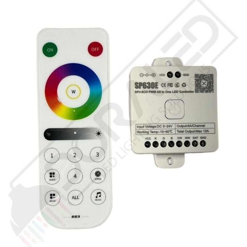 SP630E Bluetooth Müzik Pixel Şerit Led + 5 Kanal RGBW+WW Led Kontrol Devresi+Kumandası 5-24V
