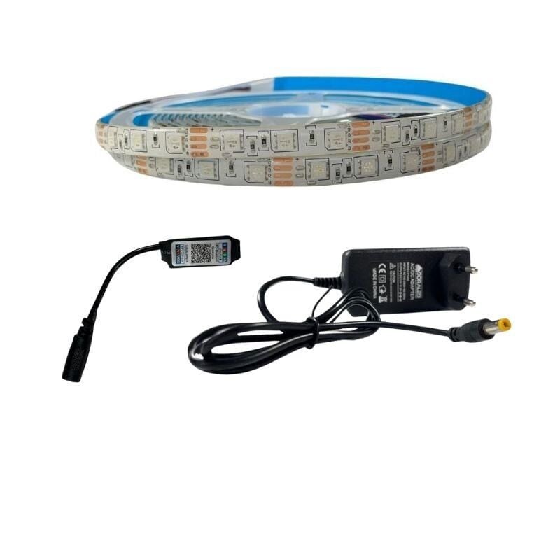 BLUETOOTH KONTROL RGB ŞERİT LED SET 5050 LEDLİ 3ÇİPLİ 5METRE SİLİKONLU