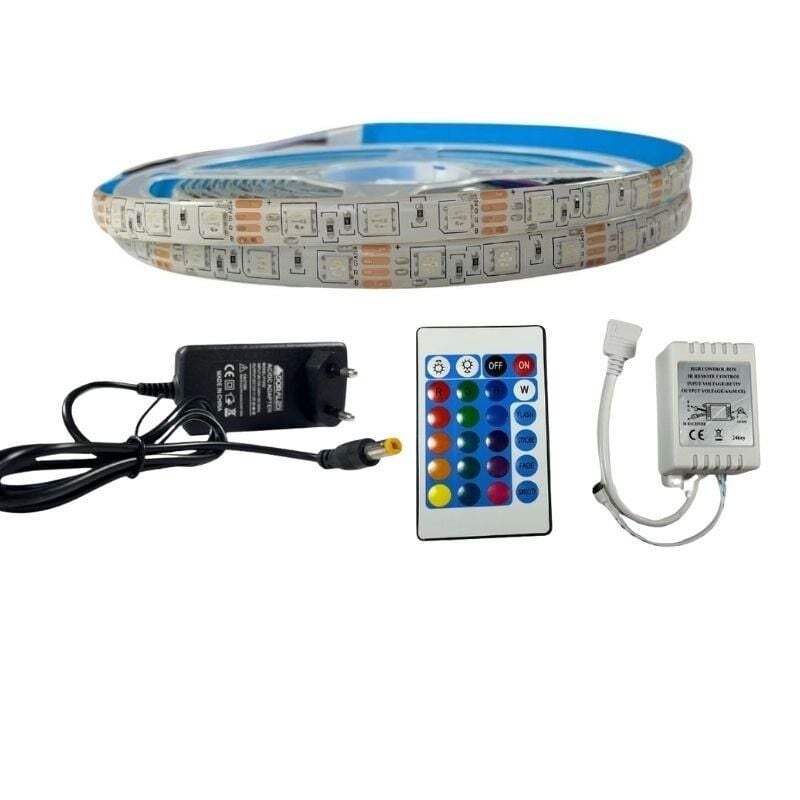 IR KUMANDALI RGB ŞERİT LED SET 5050 LEDLİ 3ÇİPLİ 5METRE SİLİKONLU