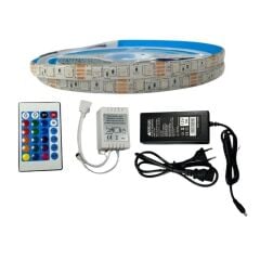 IR KUMANDALI RGB ŞERİT LED SET 5050 LEDLİ 3ÇİPLİ 10METRE SİLİKONLU